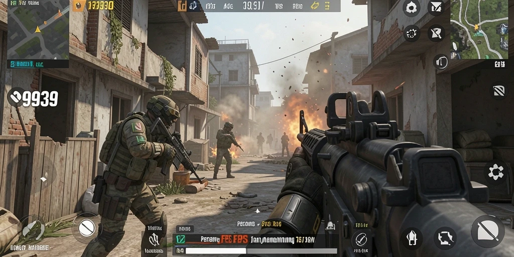 Tangkapan layar menunjukkan adegan mendebarkan dari gameplay FPS.