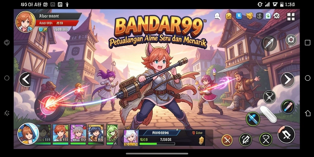 Gambar gameplay BANDAR99 yang menampilkan aksi pertarungan karakter anime.