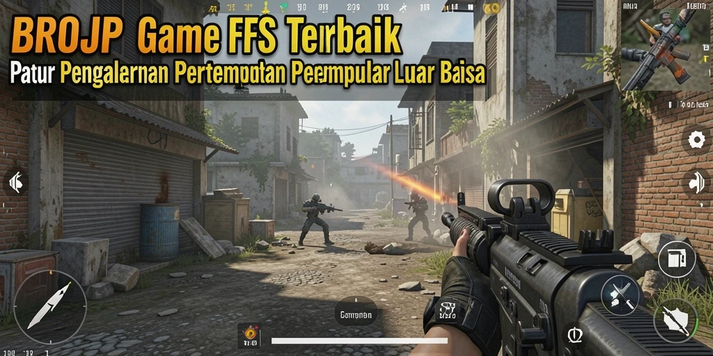 Tangkapan layar utama BROJP menampilkan aksi pertempuran intens di gameplay FPS.