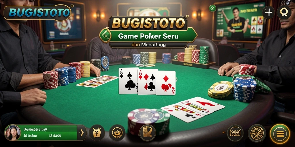 Tampilan utama BUGISTOTO dengan gameplay poker yang seru.