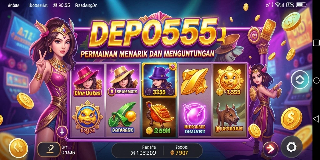 Tangkapan layar utama DEPO555 menampilkan gameplay slot yang menarik dan seru.