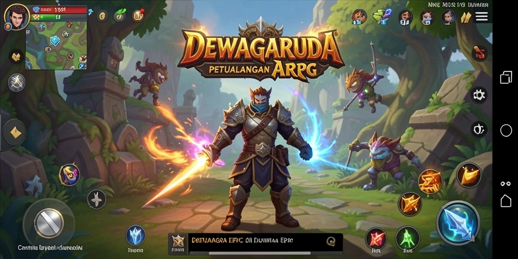 Tampilan gameplay menakjubkan DEWAGARUDA dalam pertempuran.