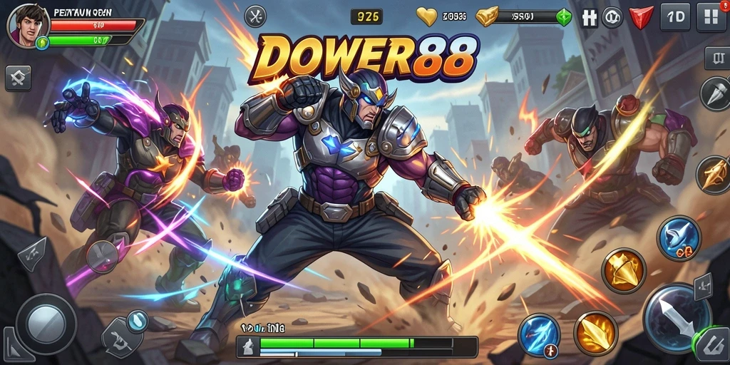 Screenshot gameplay DOWER88 yang menunjukkan aksi pertarungan mendebarkan.