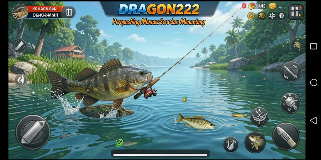 Screenshot gameplay DRAGON222 menunjukkan aksi seru saat memancing.