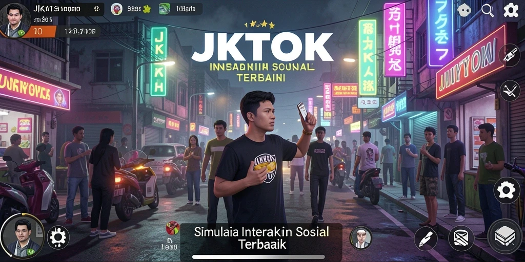 Tampilan gameplay JKTOK yang menangkap interaksi karakter dalam simulasi sosial.