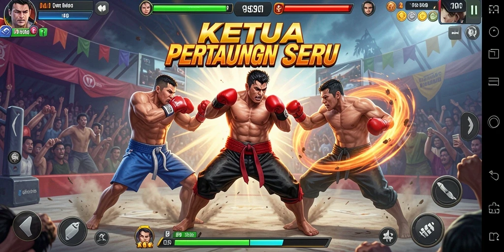 Tampilan gameplay seru dalam KETUA, pertarungan yang intens.
