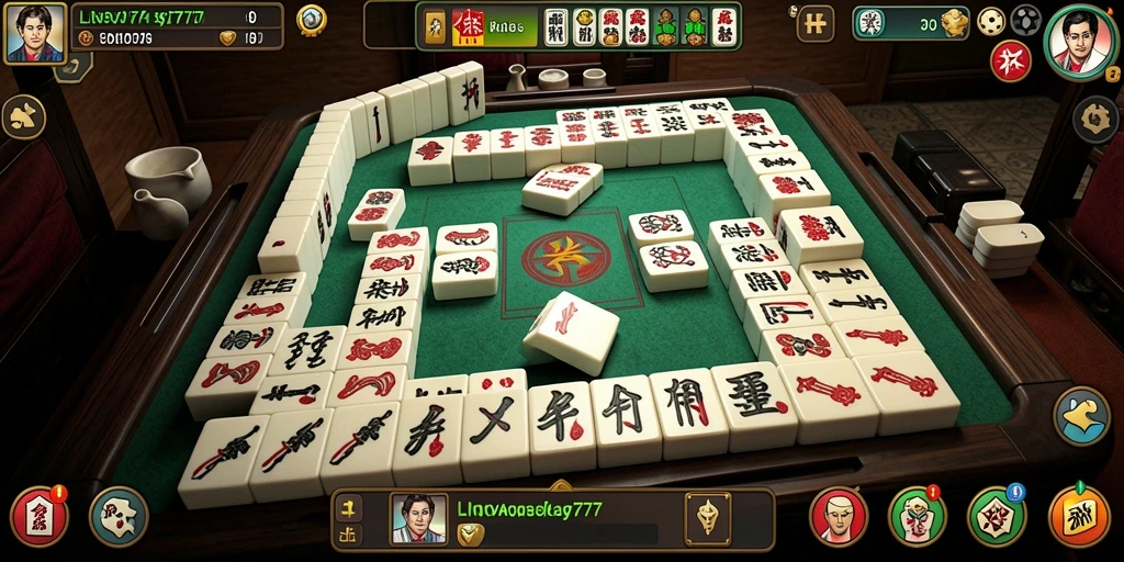Screenshot gameplay LNOVA777 menampilkan pertandingan Mahjong yang seru.
