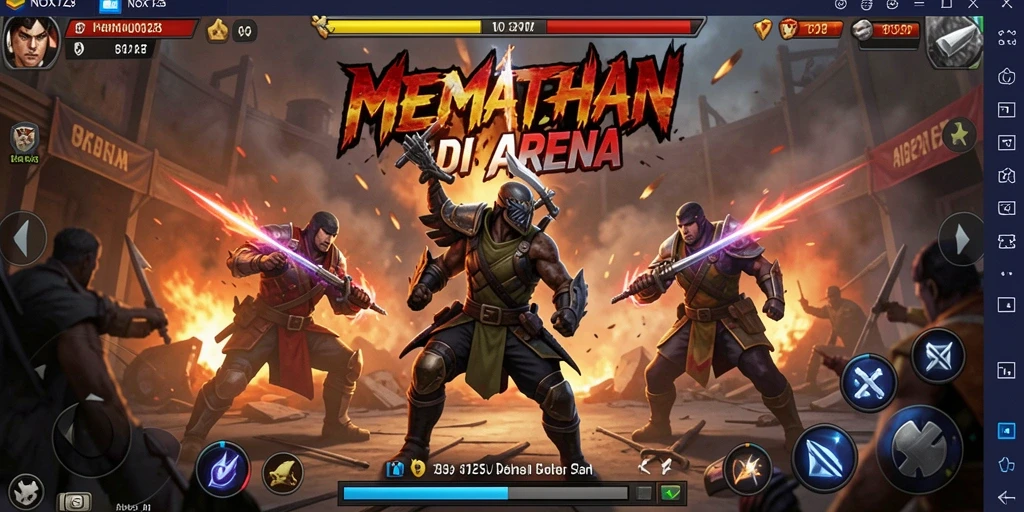 Screenshot gameplay <strong>NOX123</strong> yang menunjukkan pertarungan menegangkan.
