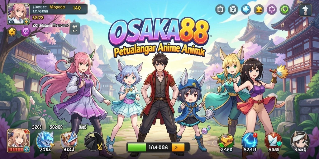 Tampilan seru dari gameplay OSAKA88 dengan karakter anime favorit.