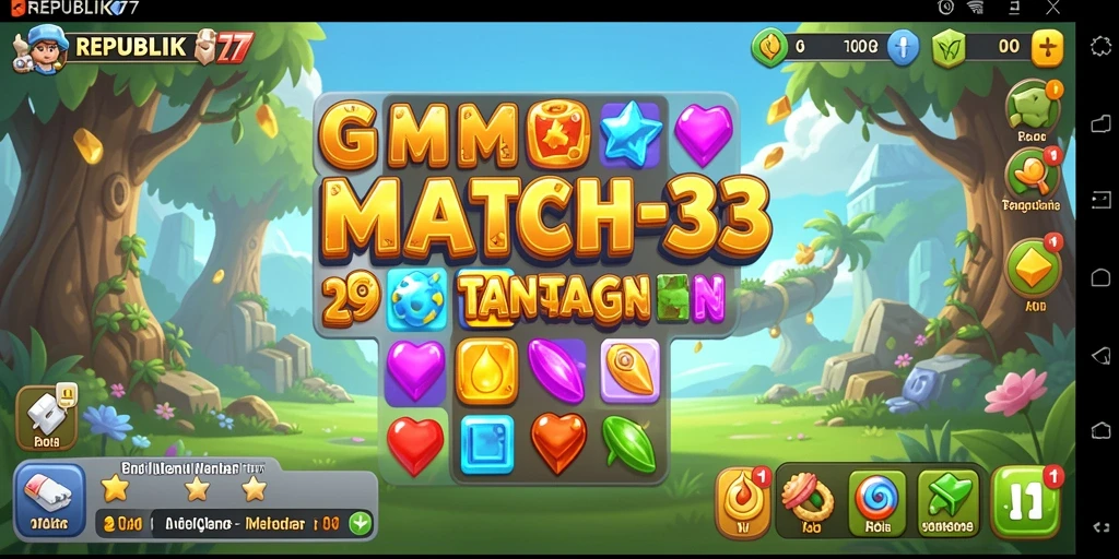 Tampilan gameplay seru dan menarik dari REPUBLIK77 saat mencocokkan tiga objek.