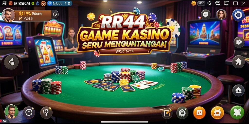 Tampilan utama gameplay RR44 dengan suasana kasino yang mengasyikkan.
