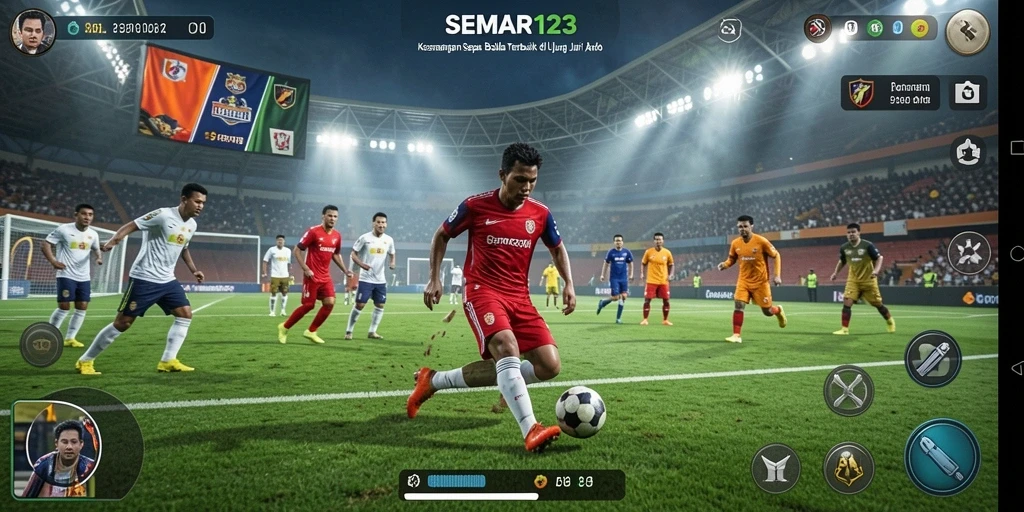 Tampilan gameplay menarik <strong>SEMAR123</strong> dengan aksi seru di lapangan sepak bola.
