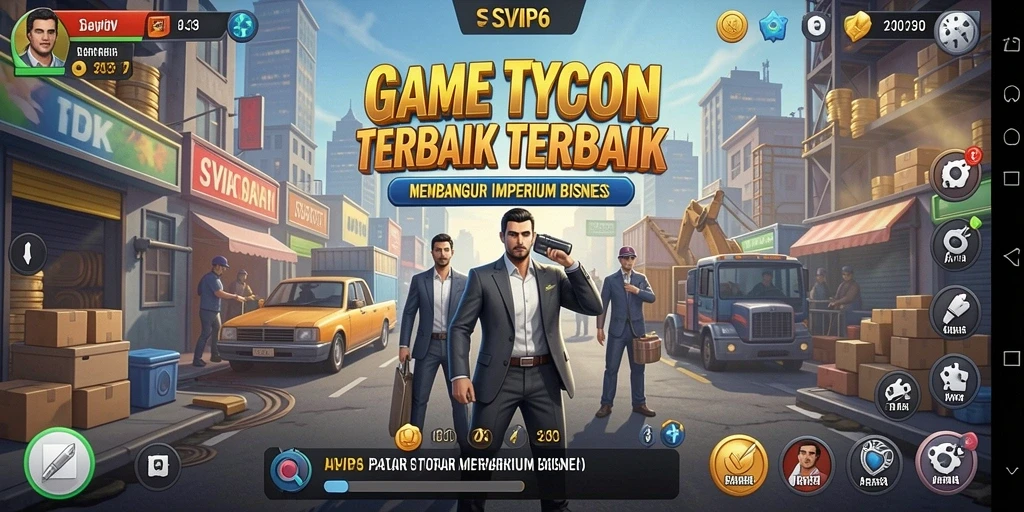 Screenshot gameplay SVIP6 yang menunjukkan kebangkitan bisnis Tycoon.