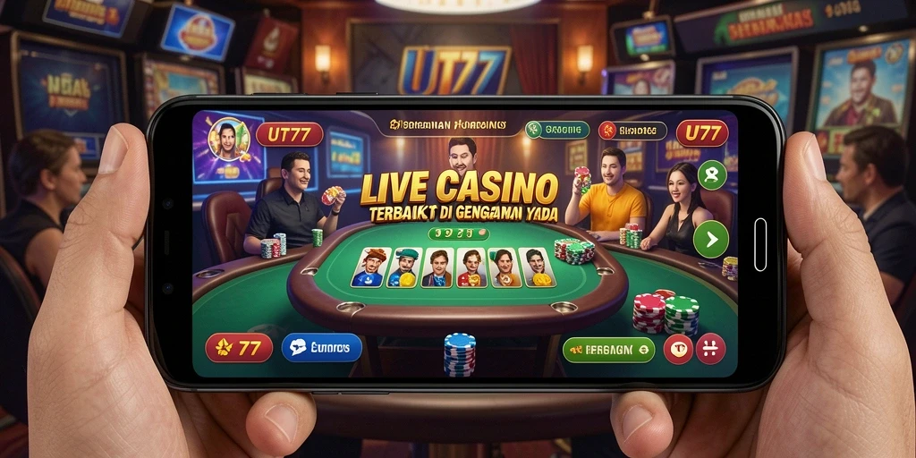 Tampilan gameplay Live Casino yang interaktif dan mengasyikkan di UT77.