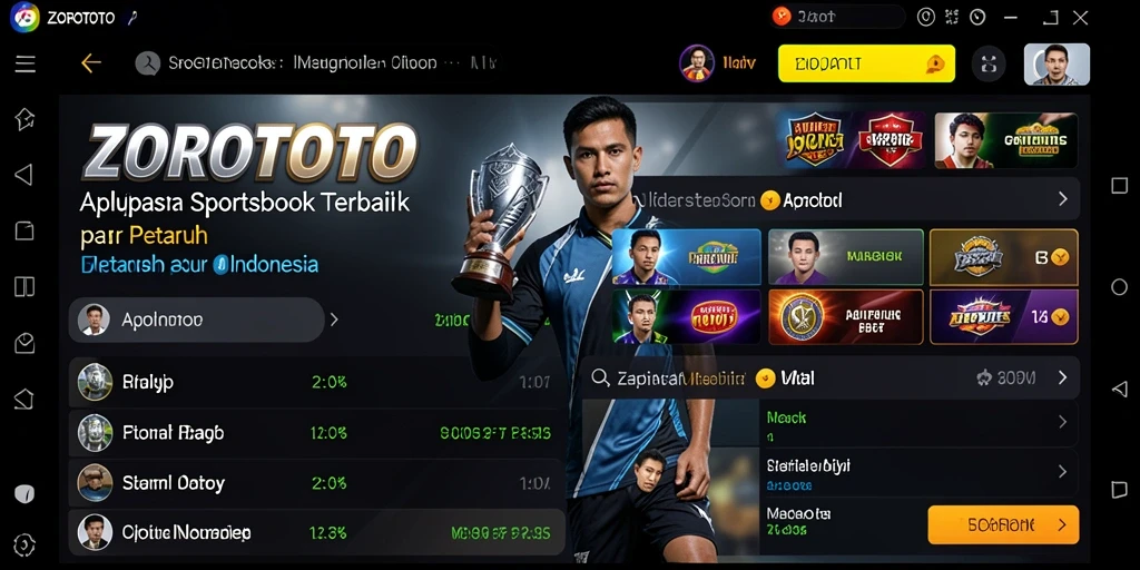 Tampilan menarik dari aplikasi ZOROTOTO dengan berbagai opsi taruhan.